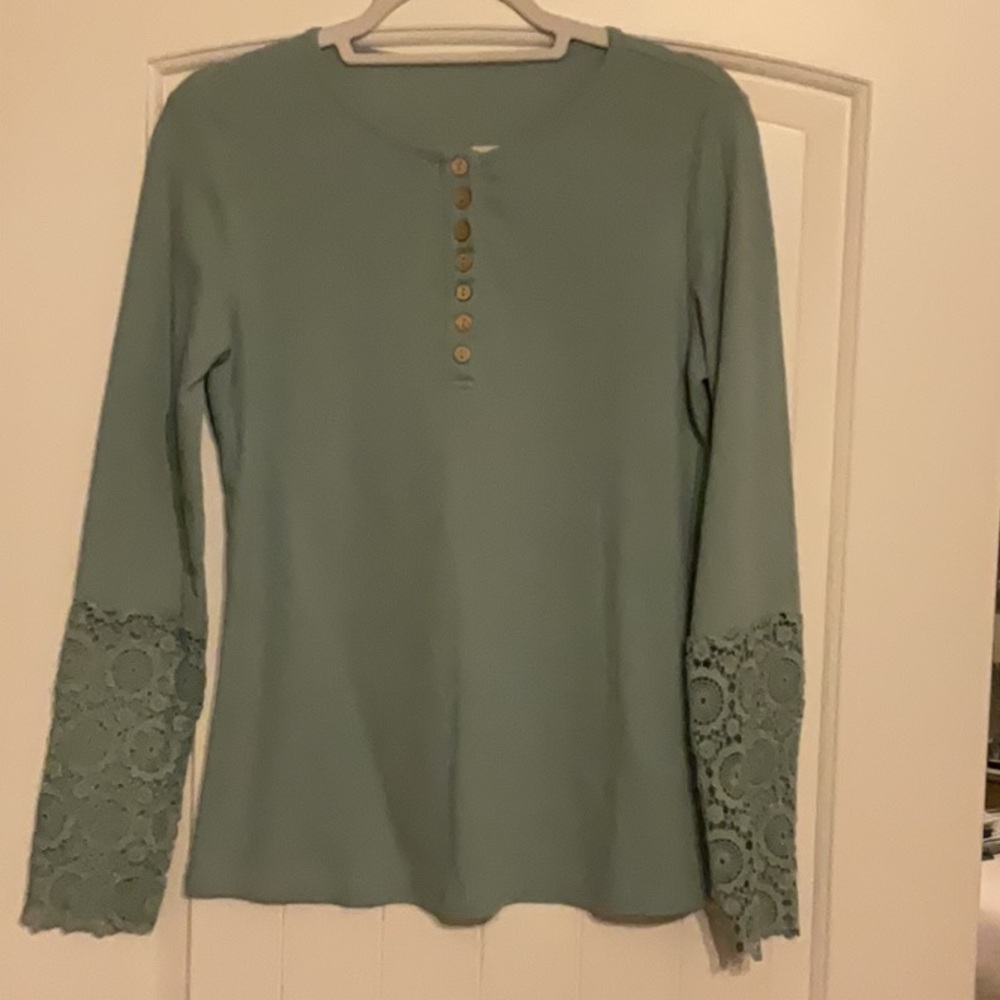 Amazon Green Fitted Long Sleeve Blouse